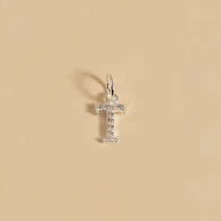 LETTER CRYSTAL SILVER PENDANT