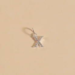 LETTER CRYSTAL SILVER PENDANT