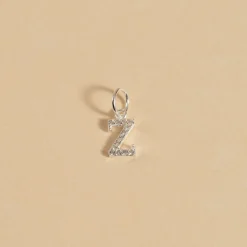 LETTER CRYSTAL SILVER PENDANT