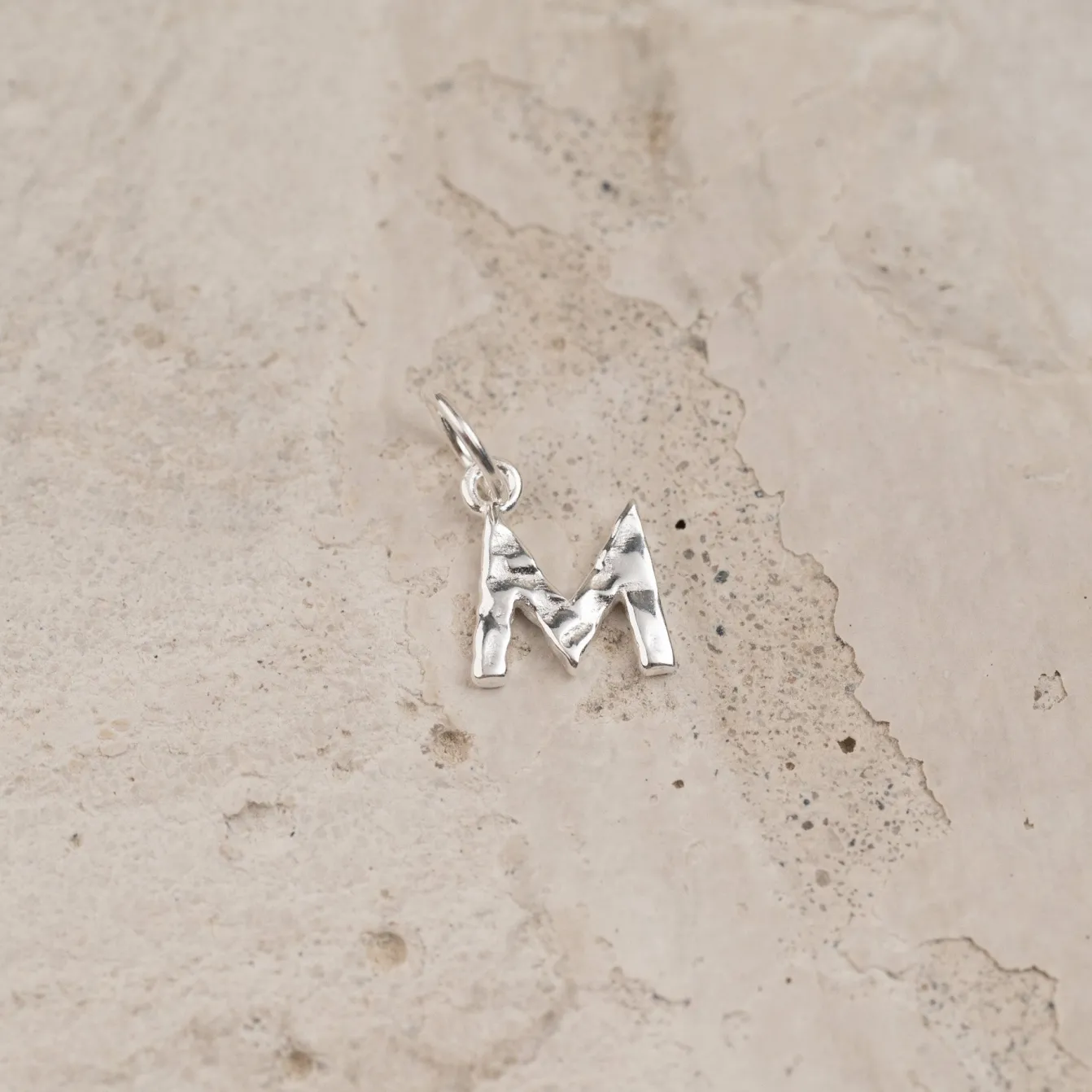 LETTER MOLTEN SILVER PENDANT