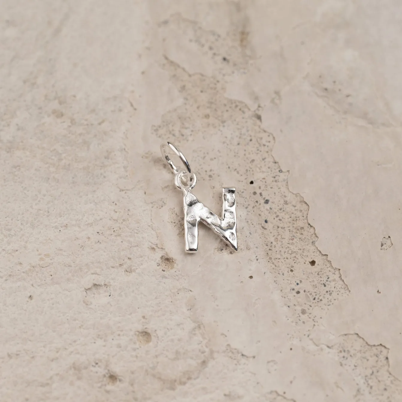 LETTER MOLTEN SILVER PENDANT