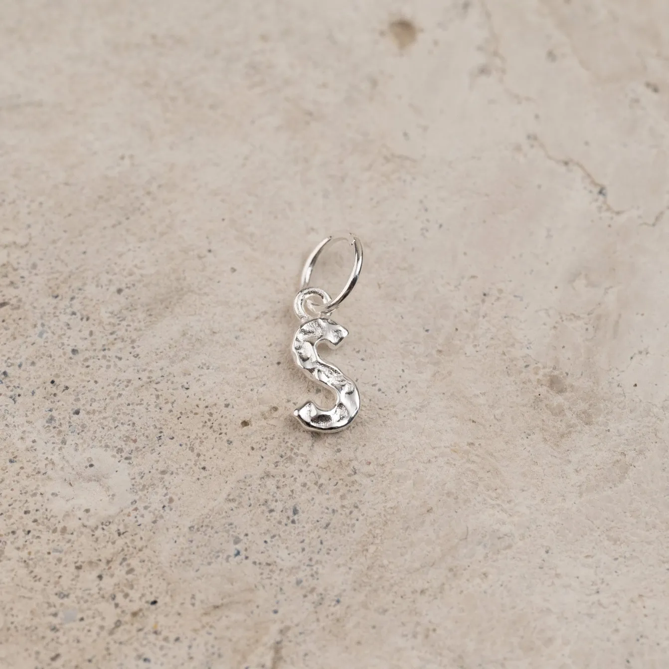 LETTER MOLTEN SILVER PENDANT