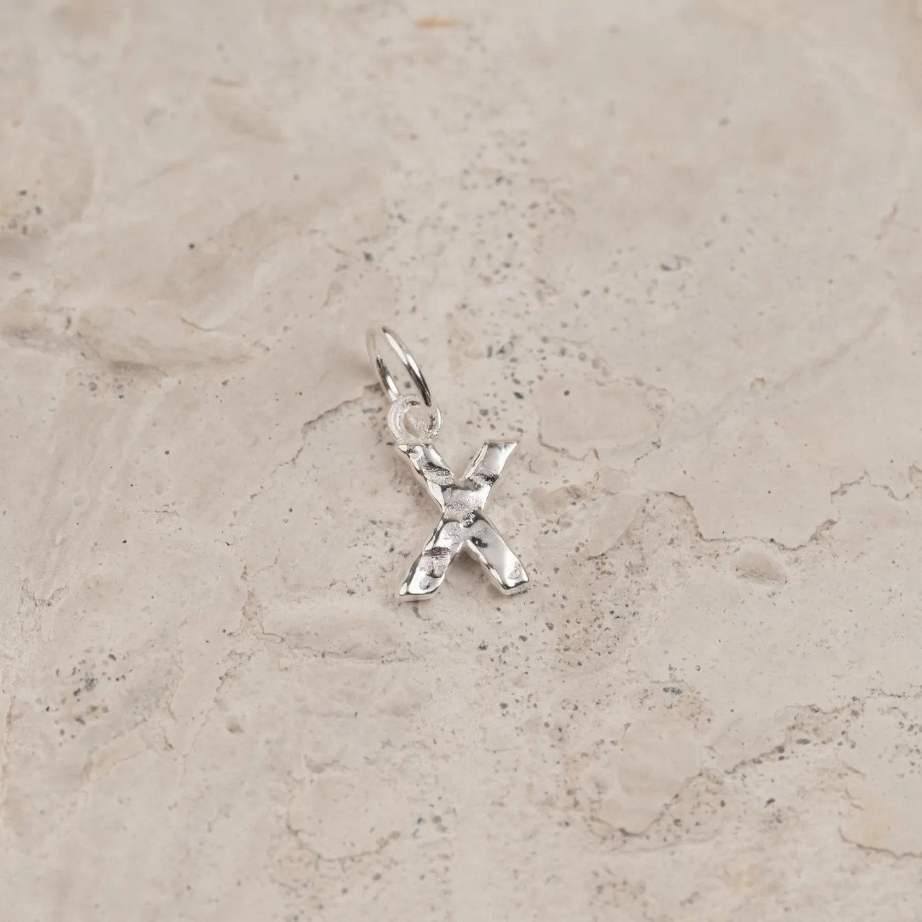 LETTER MOLTEN SILVER PENDANT