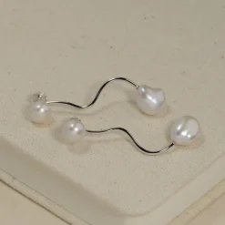 LINA PEARL SILVER EARRING