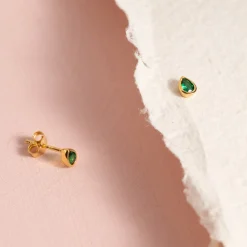 LOLA GREEN GOLDEN STUD EARRING