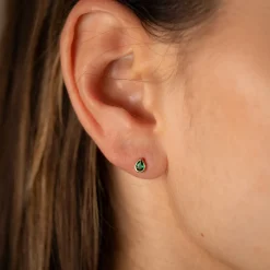 LOLA GREEN GOLDEN STUD EARRING