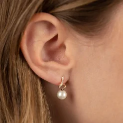 LORA PEARL DIAMOND SOLID GOLD EARRING