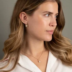 LORA PEARL DIAMOND SOLID GOLD EARRING
