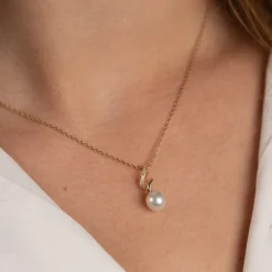 LORA PEARL DIAMOND SOLID GOLD PENDANT