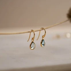 LULU BLUE TOPAZ GOLDEN EARRING