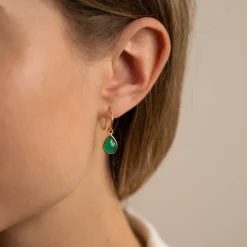 LULU GREEN AGATE GOLDEN EARRING - Sisi Copenhagen