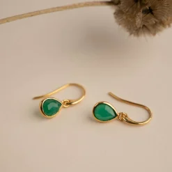 LULU GREEN AGATE GOLDEN EARRING - Sisi Copenhagen