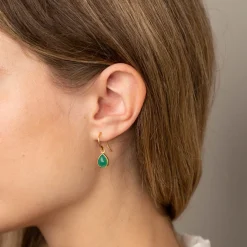 LULU GREEN AGATE GOLDEN EARRING - Sisi Copenhagen