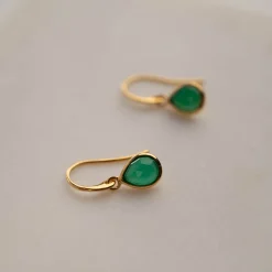LULU GREEN AGATE GOLDEN EARRING - Sisi Copenhagen