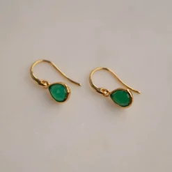 LULU GREEN AGATE GOLDEN EARRING - Sisi Copenhagen