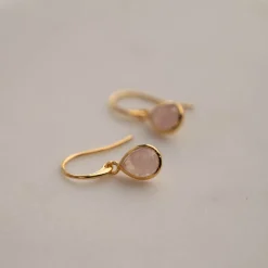 LULU ROSE QUARTZ GOLDEN EARRING - Sisi Copenhagen
