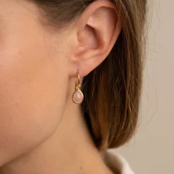 LULU ROSE QUARTZ GOLDEN EARRING - Sisi Copenhagen
