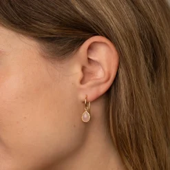 LULU ROSE QUARTZ GOLDEN EARRING - Sisi Copenhagen