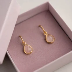 LULU ROSE QUARTZ GOLDEN EARRING - Sisi Copenhagen