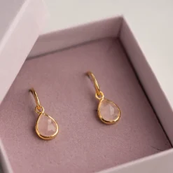 LULU ROSE QUARTZ GOLDEN EARRING - Sisi Copenhagen