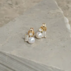 MAEVE PEARL SOLID GOLD STUD EARRING