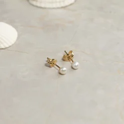 MAGGIE PEARL SOLID GOLD STUD EARRING - 3mm