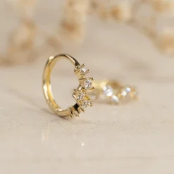 MAISIE CRYSTAL SOLID GOLD CREOL EARRING