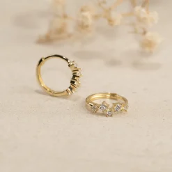 MAISIE CRYSTAL SOLID GOLD CREOL EARRING