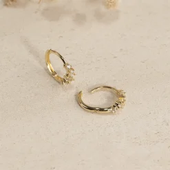 MAISIE CRYSTAL SOLID GOLD CREOL EARRING