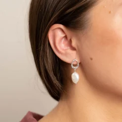 MARCELLA PEARL SILVER EARRING