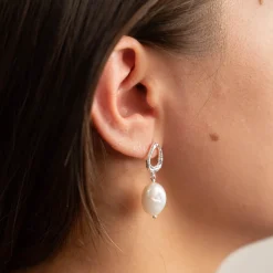 MARCELLA PEARL SILVER EARRING