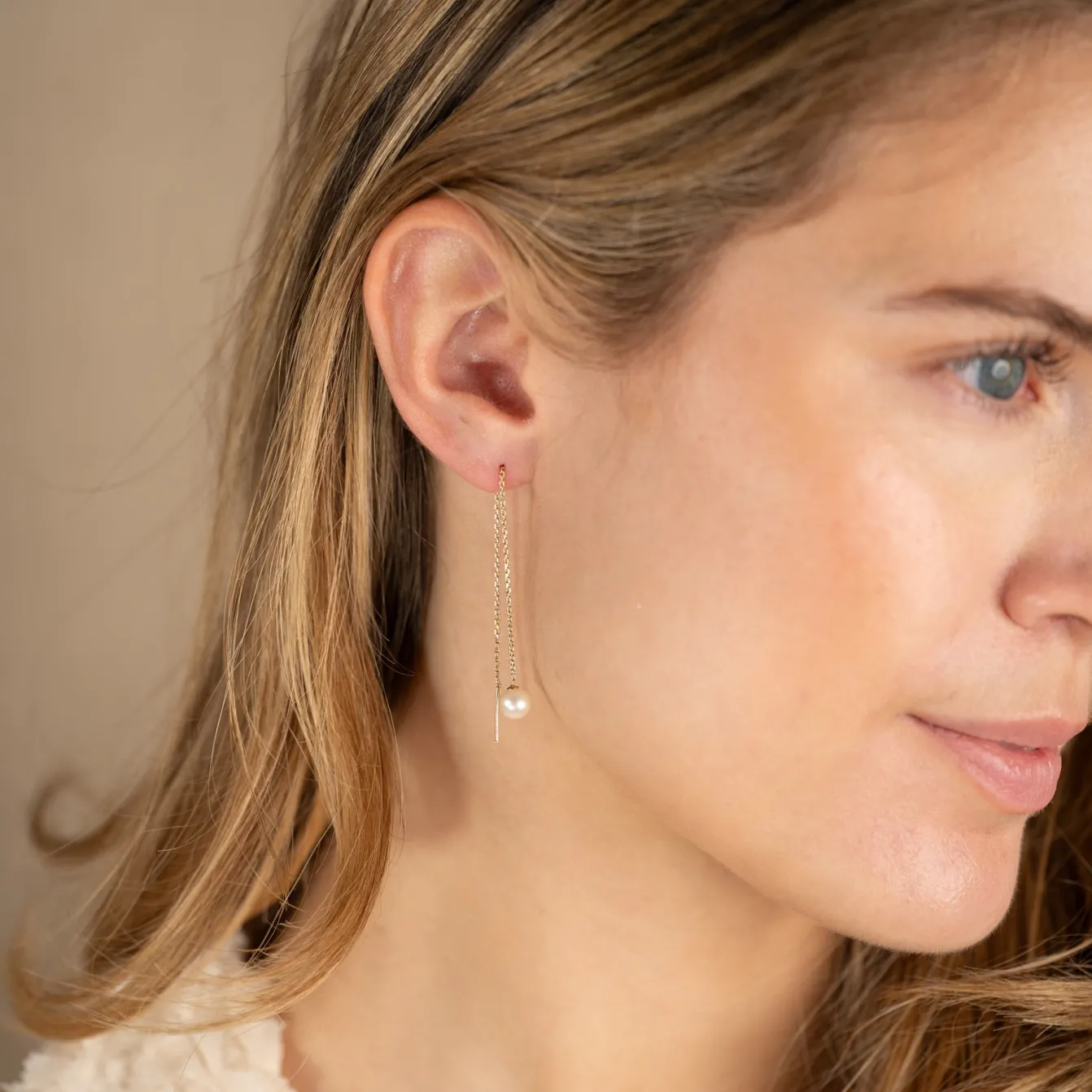 MARGERY PEARL SOLID GOLD EARRING