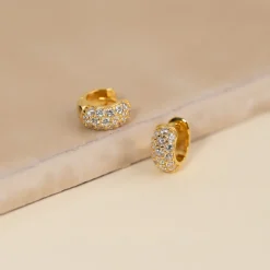 MARILYN CRYSTAL GOLDEN HUGGIE EARRING
