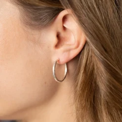 MATILDA LARGE SILVER CREOL EARRING - Sisi Copenhagen