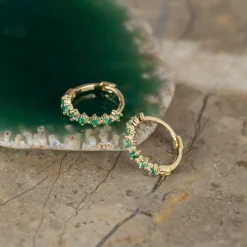 MILEY GREEN AGATE SOLID GOLD EARRING