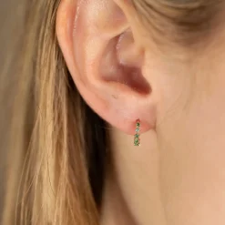 MILEY GREEN AGATE SOLID GOLD EARRING