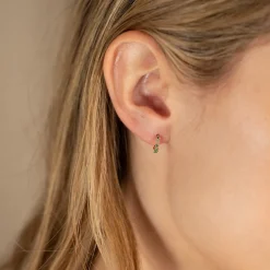 MILEY GREEN AGATE SOLID GOLD EARRING