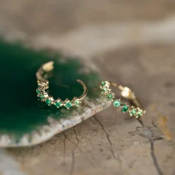 MILEY GREEN AGATE SOLID GOLD EARRING