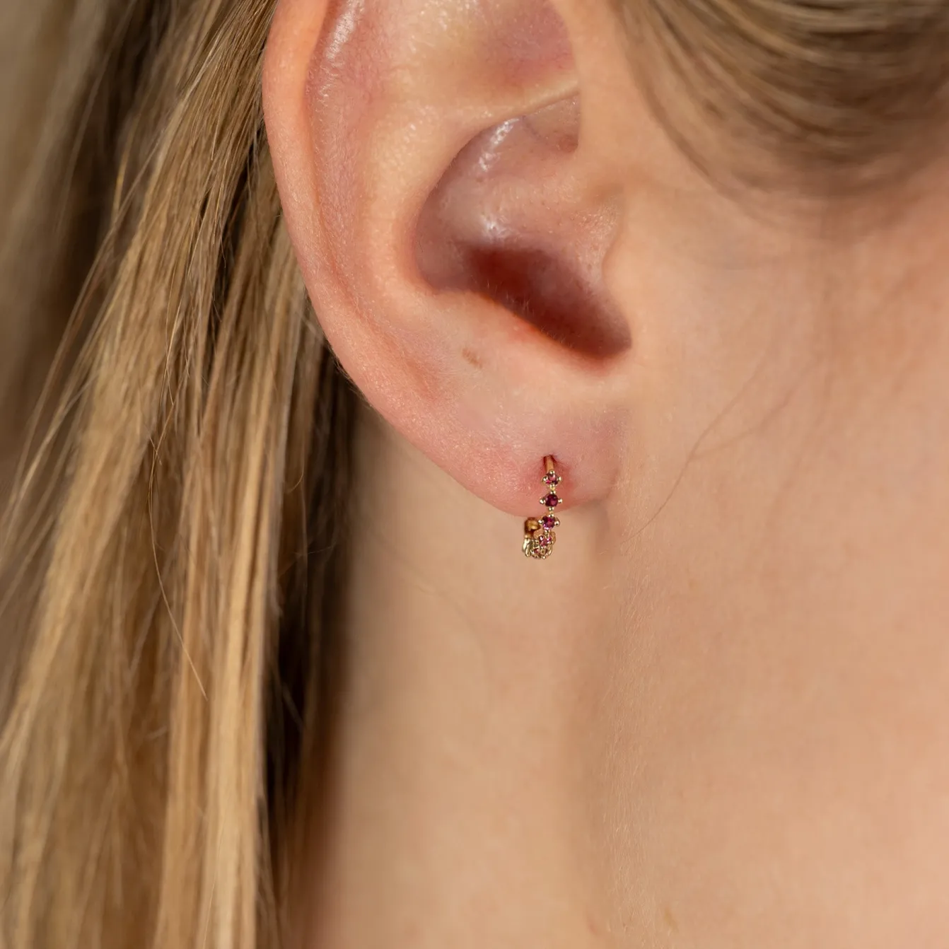 MILEY PINK TOPAZ SOLID GOLD EARRING