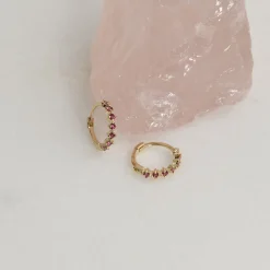 MILEY PINK TOPAZ SOLID GOLD EARRING