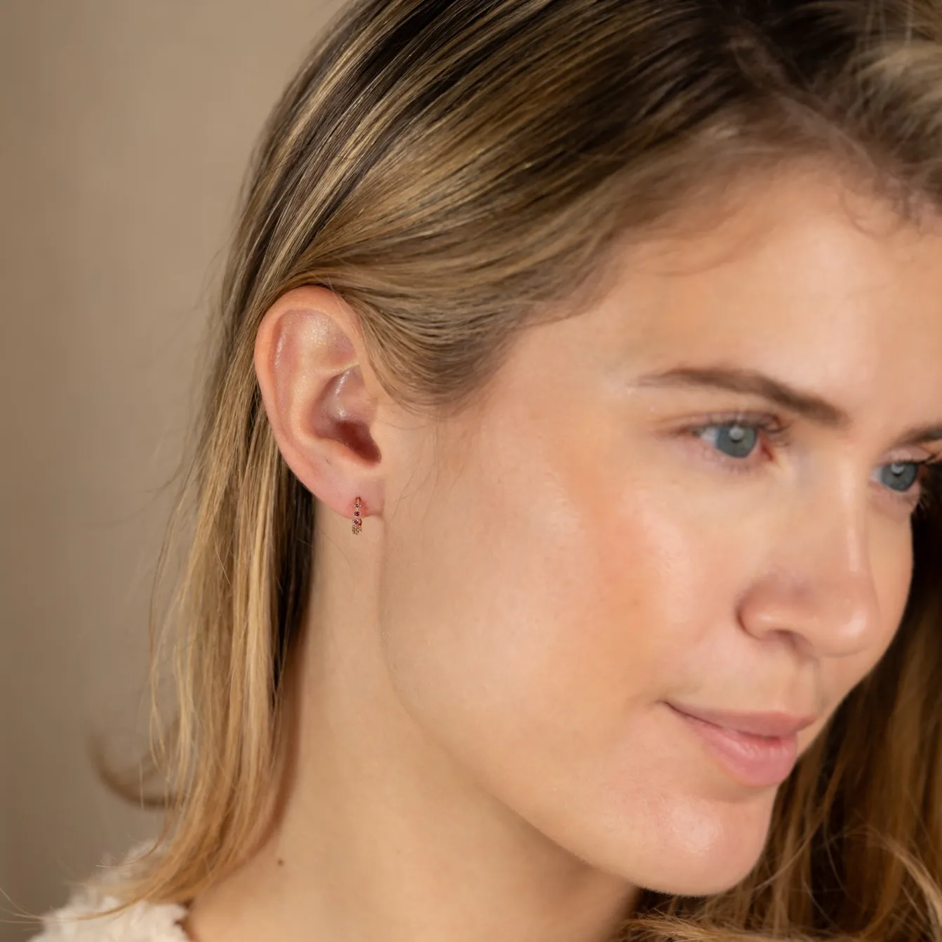 MILEY PINK TOPAZ SOLID GOLD EARRING