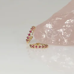 MILEY PINK TOPAZ SOLID GOLD EARRING