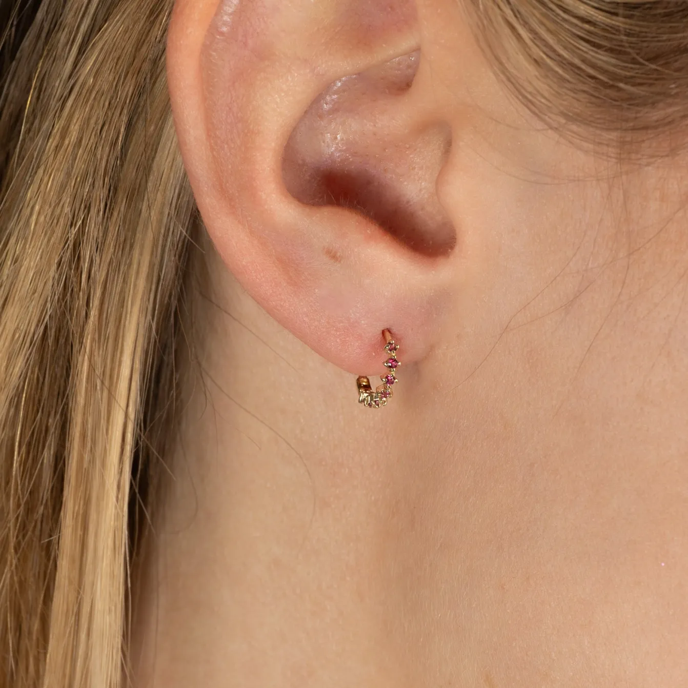 MILEY PINK TOPAZ SOLID GOLD EARRING
