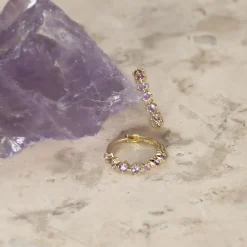 MILEY PURPLE AMETHYST SOLID GOLD EARRING