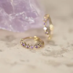 MILEY PURPLE AMETHYST SOLID GOLD EARRING