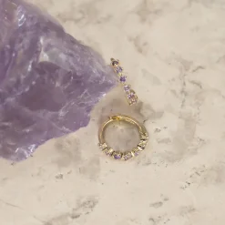 MILEY PURPLE AMETHYST SOLID GOLD EARRING