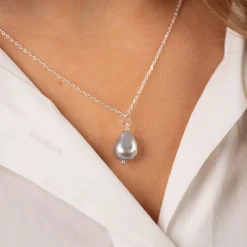 NOELLA GREY PEARL SILVER PENDANT