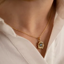 OPHELIA DARK GREY GOLDEN PENDANT