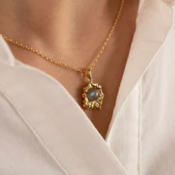 OPHELIA DARK GREY GOLDEN PENDANT