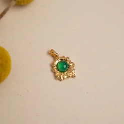 OPHELIA GREEN AGATE GOLDEN PENDANT - Sisi Copenhagen